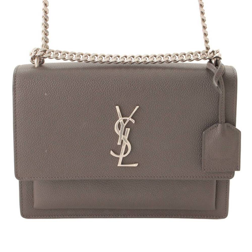 Saint Laurent Sunset Monogram Leather Chain Bag Gray